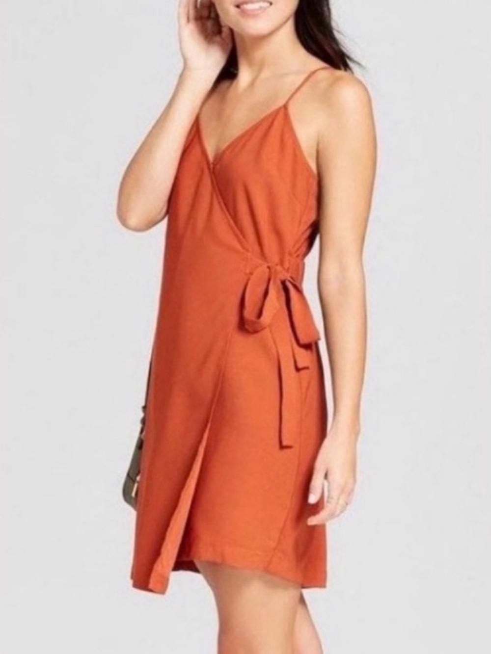 MOSSIMO Women's Rust Orange Wrap Dress - Small